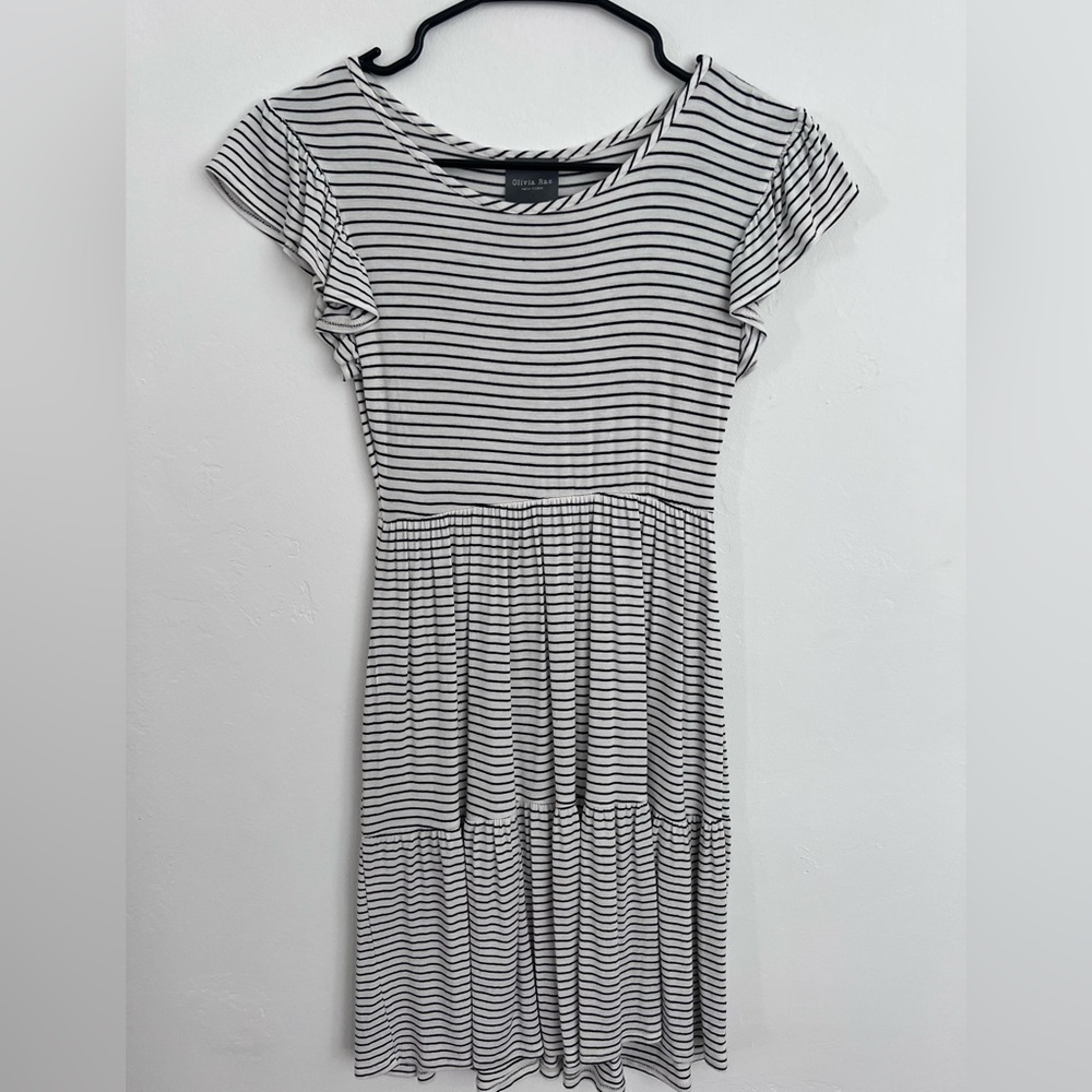 XS Black & White Striped Olivia Rae Mini Dress